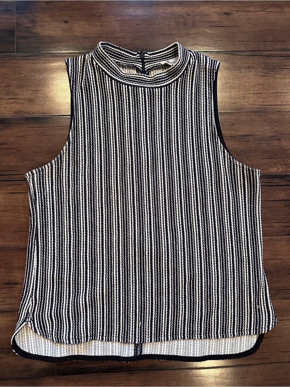 Madewell Striped Mock Neck Sleeveless Top - Black & White
